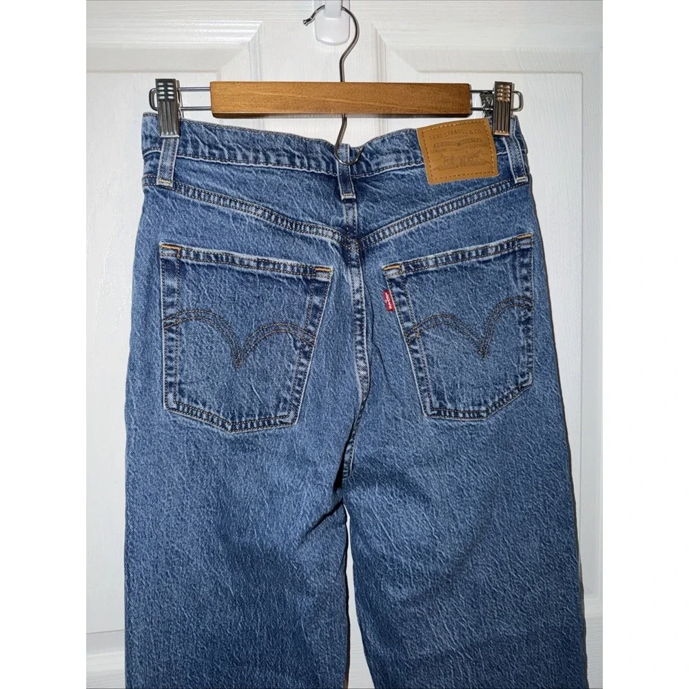 Levi's Ribcage Straight Ankle Size 27 Women Denim Jeans Button Fly Blue Big 